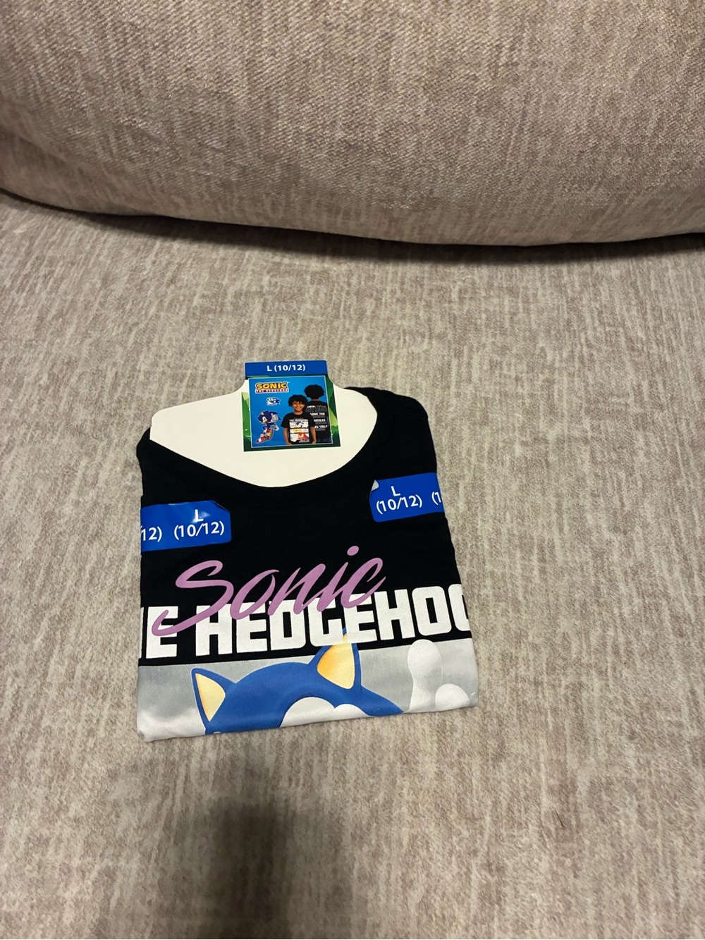 Kids Sonic The Hedgehog Short Sleeve Graphic Tee - Black/Blue - Large (10/12)